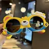 Gafas de Sol Geniales Playa Silicona Niños Gafas de Sol Polarizadas Sombrero de Paja Oso Dibujo Animado Lindo Parasol Niños Verano Protección Solar