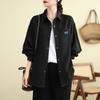 Foto Real Estilo Perezoso Camisa Holgada Coreana Casual Top Combinable Manga Larga Mezclilla Ropa de Trabajo Camisa Abrigo Mujer