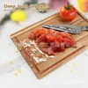 Tabla de cortar de madera de acacia Tabla de cortar de madera maciza Tabla para pan Tabla cuadrada para picar Tabla para quesos Plato para comida occidental Tabla para pizza con fregadero