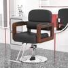 Silla de peluquería con reposabrazos de madera maciza, silla de barbería, silla reclinable elevadora para cortar el pelo, venta al por mayor 3022