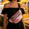 Riñonera de Moda con Brillo Láser para Guardar el Teléfono, Bolso Cruzado de Pecho a la Moda, Bolso de Hombro Deportivo Brillante Casual para Correr