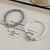 Pulsera de Perlas Redondas con Zirconia Super Brillante, Pulsera Versátil Exquisita Estilo Coreano Estilo Ins, Joyería con Sensación de Lujo Ligero y Gama Alta