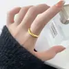 Anillo de Plata de Ley S925 Nalan Estilo Francés Lujo Ligero Hielo Triturado Superficie Ancha Brillante Textura Martillada Anillo Ajustable R03551