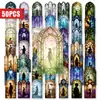 Nuevas pegatinas florales para ventana transfronterizas de 50 piezas, material decorativo DIY creativo y soñador, pegatinas transparentes de PET impermeables