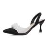 Zapatos Nuevos de Punta Abierta para Primavera y Verano Sandalias Transparentes Pequeñas para Dedos Franceses 2024 Tacones Altos Blancos de Aguja para Mujer