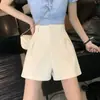 Shorts de Traje Negros de Pierna Ancha Estilo Coreano, Cintura Alta, Adelgazantes, Línea A, Tallas Grandes, Capris para Mujer Otoño 2026