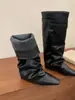 Fivela de Cinto da Moda Botas de Cavaleiro Botas de Duas Vias Retrô Outono Inverno Fundo Plano Aumento Oculto de Altura 5cm Combine com Saias Casacos Transfronteiriço