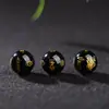 Ágata Negra y Roja Natural Protección Tai Sui-Símbolo Fu Cuentas, Estampado en Oro Grabado Semi-Terminado Redondo Accesorios para Manualidades al por Mayor