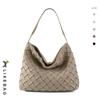 Bolso de mano de gran capacidad para mujer, de moda europea y americana, de cuero suave, con pliegues y bandolera.