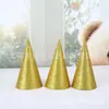 Sombrero decorativo para fiesta de cumpleaños de niños y niñas, hecho a mano, plegable, de papel con purpurina, suministros decorativos, sombrero puntiagudo.