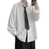 Camisa de diseño de color sólido para hombre, de manga larga, de verano, fina, estilo coreano, moderna, holgada, informal