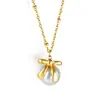 Outono Europeu e Americano Novo Criativo Personalidade Exquisite Simples Aço Inoxidável Dourado Laço Cruz Fronteiriço Quente Colar de Pérola