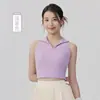 Colete Esportivo de Tênis com Gola Polo para Mulheres com Bojos, Não Precisa Usar Roupa Íntima, Colete de Yoga, Top Fitness Sem Mangas Respirável