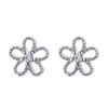 Brinco Simples Ins Margarida de Quatro Pétalas Feminino Coreano Doce Chanel Flor Vazada Cinco Garras Diamante Solitário
