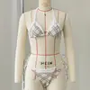 Biquíni Sexy Sem Costas de Cor Sólida Três Pontos Falso Duas Peças Sem Alças para Mulheres, Roupa de Banho Duas Peças de Comércio Exterior Transfronteiriço 2026