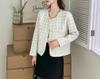 Tweed Francês Estilo Chanel 2025 Primavera Cedo Novo Conjunto de Cardigã Francês Rosa Suave e Doce com Saia de Corte A