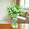 Ramo de Flores Artificiales de Muguete Decoración de Escena Muguete Realista de Goma Suave de Alta Gama Flores para Bodas Flores Falsas para Bodas