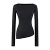 Camiseta de cuello barco ajustada irregular Falda midi ajustada al cuerpo Conjunto de Lyocell para mujer Capa base de primavera y otoño Falda midi