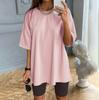 Conjunto de dos piezas nuevo de primavera y verano con cinturón, traje deportivo holgado de color liso para el hogar.