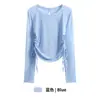 Ropa de entrenamiento de Pilates de otoño, top de yoga para mujer de manga larga con un hermoso diseño en la espalda, que cubre la cadera, cordón lateral, top de fitness de secado rápido