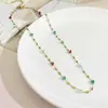 Collar de Cristal de Gama Alta, Sencillo y Lujoso, Cadena Versátil para Clavícula para Mujer, Cadena Creativa de Cuentas de Colores para Suéter al por Mayor