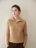 Outono e Inverno Novo Suéter de Cashmere Tricotado de Cor Pura com Ponto Trançado de Corpo Inteiro para Mulheres, Manga Longa, Gola Alta com Zíper Metálico