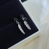 Hong Kong Estilo Black Diamond Feather Sweet Cool Brincos Vintage Personalizado Simples Nicho Design Sense Leaf Brincos Pequenos Brincos Da Moda