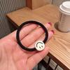 Recomendado por bloggers de moda ins japoneses y coreanos, anillo para el pelo de cara sonriente, blanco y negro, amor, cuerda elástica clásica para el pelo, cabeza de bola