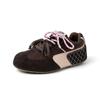 Zapatos Agan con Forro de Felpa~ Lindos y Originales Zapatos Casuales de Caña Baja con Cordones al Frente en Forma de Mango, Tacón Oculto de 3 cm y Piel de Ante de Vaca Bloqueada por Color para Mujer