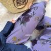 S Calças de Pijama Algodão Seda Feminino Verão plus size Soltas Calças Pijama Feminino Algodão Puro Rami Fino Perna Larga Longo Solteiro