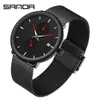 Reloj para Hombre Marca Sanda Correa de Cuero para Estudiantes Correa de Malla Reloj Impermeable Luminoso para Hombre Simple Multifuncional Calendario Reloj de Cuarzo