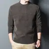 Suéter con forro de polar para hombre, grueso, cálido para invierno, de chenilla, color liso, camiseta de invierno para hombre