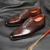 Solado de Couro Genuíno Clássico Masculino Couro Bovino de Primeira Camada Três Costuras Sapatos Formais de Couro para Negócios, Sapatos Oxford Britânicos Respiráveis de Couro Genuíno