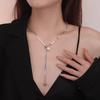 Collar de perlas de alta gama con cadena de lana y cintura pequeña para hombre, con explosiones de otoño e invierno, de acero de titanio y nicho ajustable.