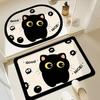 Tapete de Banheiro de Pano Tecnológico Desenho Animado Fofo Absorvente Gato de Olhos Grandes Resistente à Sujeira Resistente ao Desgaste Tapete de Porta Tapete Antiderrapante para Vaso Sanitário