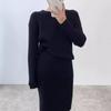 Traje Chic Elegante Casual de Corea del Sur para Mujer Otoño e Invierno Nuevo Suéter Jersey Sal Ajustado Vestido a la Cadera Conjunto de Dos Piezas