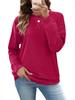 Sudaderas de Cuello Redondo para Mujer 2025 Suéter Holgado Camisa de Manga Larga a Cuadros Tops Suaves Ropa de Otoño para Dama