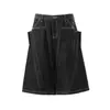 Nb175 Calle Principal Estilo Americano Unisex Gama Alta Mezclilla Cruda Diseño Desestructurado Pantalones Cortos de Mezclilla Holgados para Hombre