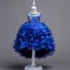 Vestido de Niña de Comercio Exterior con Bordado Dorado en la Parte Superior, Falda Larga, Vestido Formal Infantil, Pastel de Princesa de Múltiples Capas con Falda Abullonada