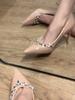 Zapatos de Mujer Color Nude 2026 Otoño e Invierno Nuevos Tacones Altos de Charol con Pedrería Tacones de Aguja Elegantes Zapatos de Boda Zapatos Individuales para Mujer