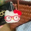 Gafas Rojas Retro Colgante de Gato Kt Muñeca de Dibujos Animados Linda Llavero Colgante para Bolso Adorno de Felpa Estilo Y2K