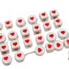 Pulsera redonda plana Love Square, collar, cuentas sueltas, accesorios, pendientes, joyería DIY, impresión de cerámica hecha a mano, corazón de melocotón rojo