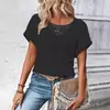 2024 Amazon Europea y Americana Primavera y Verano Nueva Estación Independiente Camiseta de Manga Corta con Empalme de Encaje Lista para Enviar Ropa Femenina Transfronteriza