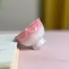 Cortina de Cuentas Pintada a Mano Flor Forma Taza Maestra, Taza Pétalo de Pie Alto, Juego de Té Kung Fu, Taza de Té Cerámica Hecha a Mano, Taza de Degustación de Té para el Hogar