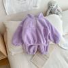 Traje de Terciopelo Versátil Estilo Coreano Otoño e Invierno para Bebé con Cuello Alto, Conjunto Deportivo Pulóver, Ropa Exterior, Traje de Dos Piezas para Niños, Lote