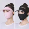 Máscara facial completa de verão para mulheres, lavável, unissex, máscara fina de seda gelada respirável de verão com aba para proteção solar