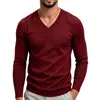 Amazon Suéter de punto para hombre, casual, otoño/invierno, cuello en V, color liso, manga larga, camiseta de alta gama transfronteriza europea y americana