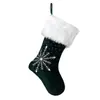 Calcetín de Navidad de terciopelo con copo de nieve transfronterizo, bolsa grande para regalos de dulces, copo de nieve bordado, decoración para árbol de Navidad en casa, adorno colgante