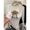 Camiseta canelada de algodão puro de manga comprida para mulheres, versão coreana do outono de 2026, top preto moderno e ultrasslim