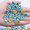 Em estoque 14*18 gota d'água cristal broca flor coração broca fivela costura à mão broca adorno de cabeça acessórios de cabelo casamento brinquedo roupas acessórios DIY